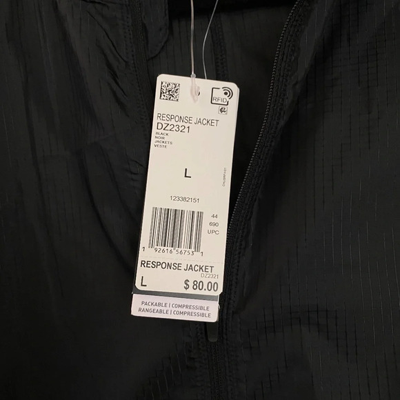 NWT Adidas Own The Run Response Windbreaker Jacket Size Large black light weight - Picture 8 of 12
